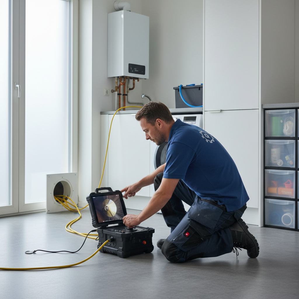 Rioolmonteur aan het werk in Den Bosch met inspectiecamera